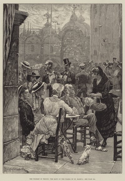 De toerist in Venetië, de band op het Piazza van San Marco door Richard Caton Woodville junior
